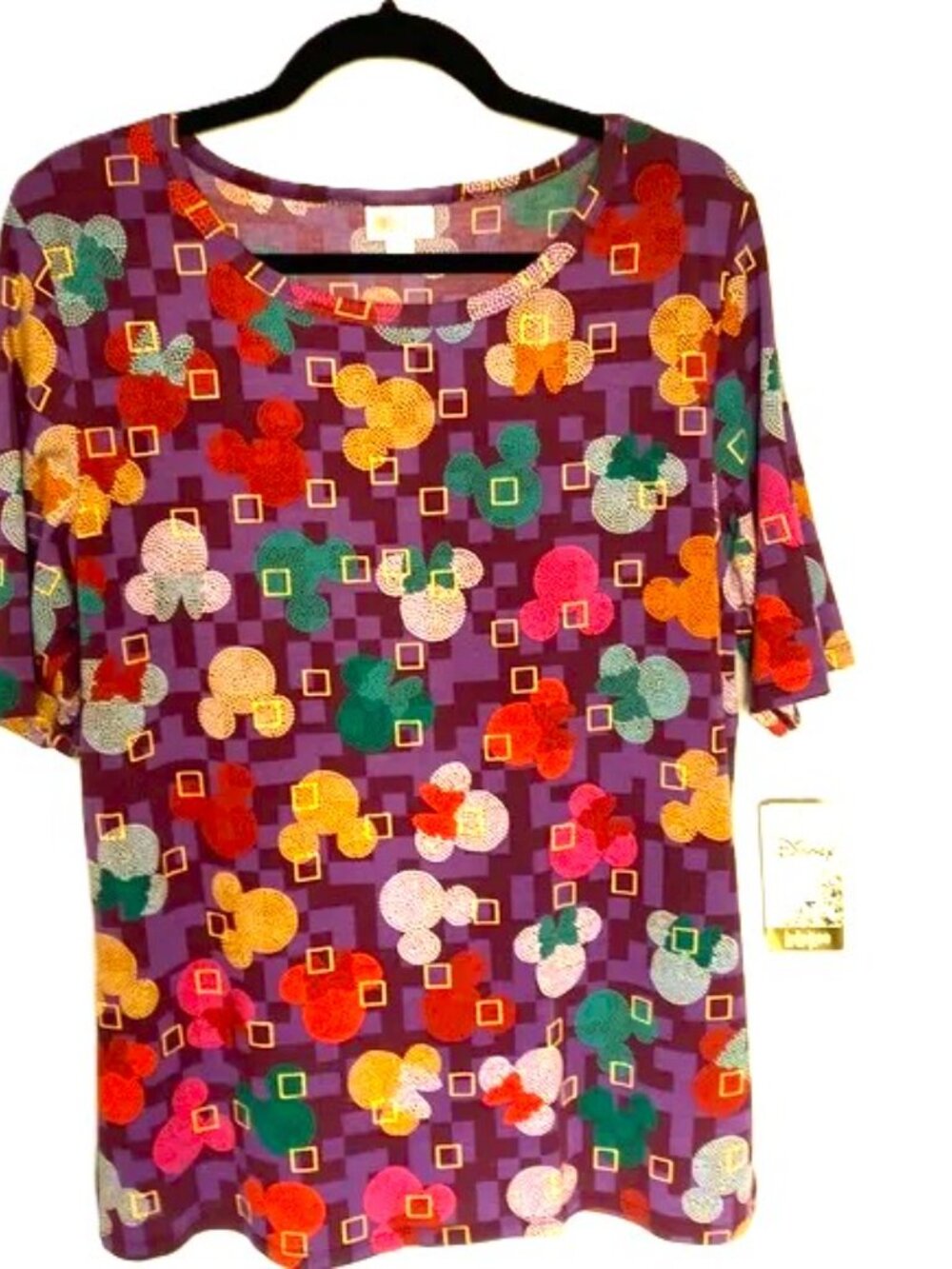 LuLaRoe Gigi Top Size 2XL Disney Mickey Minnie Mouse T Shirt Multicolored